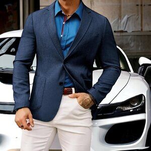 NWOT GRACE KARIN (2X) Men's Casual Blazer 2 Button Lightweight Sports Co…